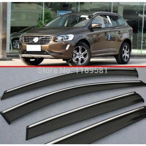 Plastic Exterior Visor Vent Shades Window Sun Rain Guard Deflector For VOLVO XC60 2010-2015