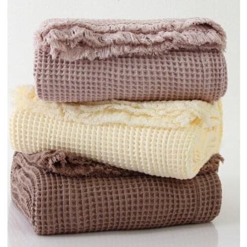 Throw Blankets Cotton Waffle Plaid Blanket Manta Air Conditioner Bed Sheets Summer Quilt on sofa Covers cobertor koc narzuta