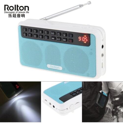Rolton Portable Mini FM Radio dab radios portatil am fm radyo Music Player Speaker TF USB with LCD Display Flashlight