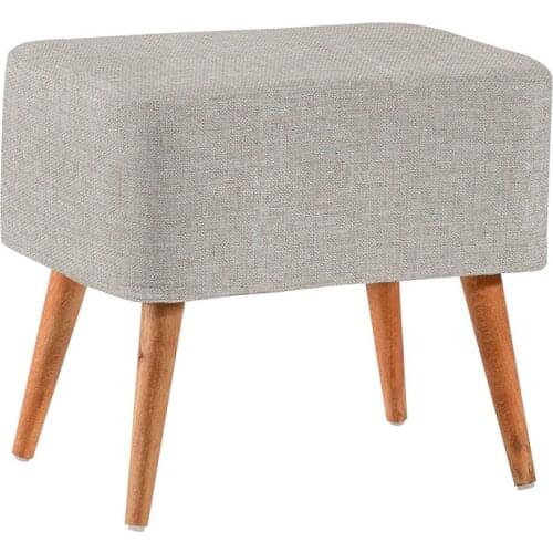 Puqqa Albina P5-030 Rectangular Wooden Legs Zippered Washable 100% Woven Linen Fabric Pouf Free Fast Shipping From Turkey