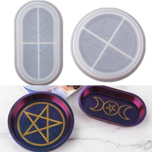 Star Moon Pattern Resin Silicone Mold for DIY Round Tray Plate Casting Molds Jewelry Making Resin Storage Tray Mold