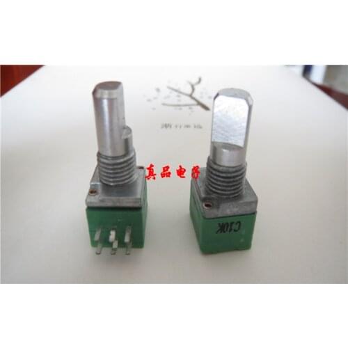 [VK] ALPHA imported Taiwan type 09 C10KX2 double sealed potentiometer handle length 15MM half handle 6 foot switch