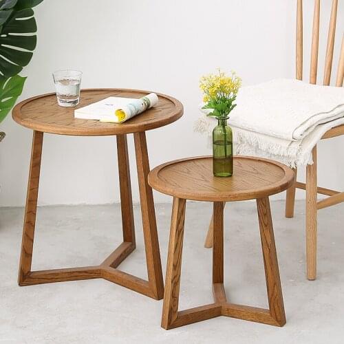 Nordic mini coffee table simple balcony side solid wood sofa side table desk table small round table modern coffee table CL11051