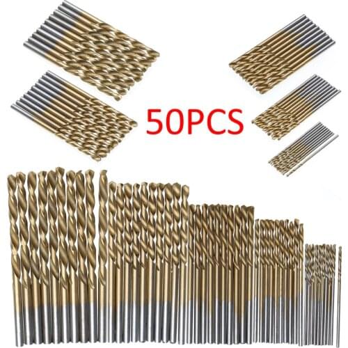50Pcs Titanium Coated Drill Bits HSS High Speed Steel Drill Bits Set Tool High Quality Power Tools 1/1.5/2/2.5/3mm