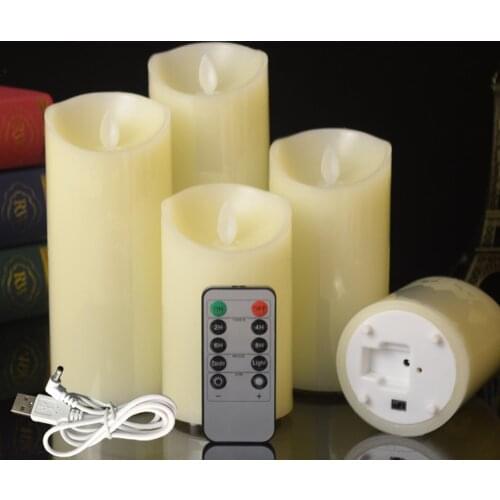 Rechargeable Candles Lights, LED Flameless Candles Smooth Flickering Candle Light with Timer Remote Control for Home Decoration