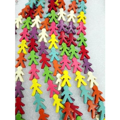 Total 21 beads 15x22mm carve cute little baby boy Bright Multi-color mixed howlite stone Loose Beads