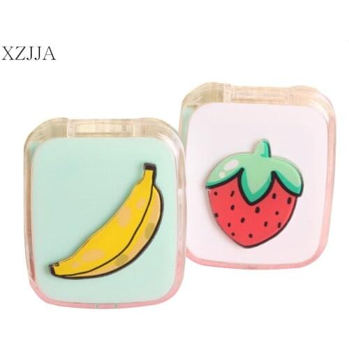 XZJJA Cartoon Fruit Contact Lenses Storage Box Cute Contact lens Case Box Eyes Care Kit Holder Travel Washer Cleaner Container