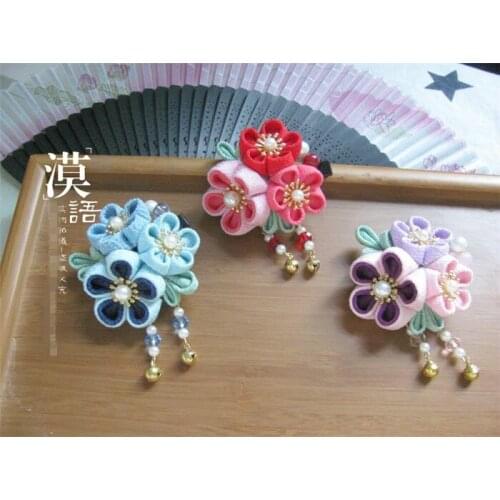 Hand made hairpin cotton cloth hair clip barrettes Japanese style anime cosplay accessories free shipping sakura