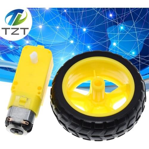 TZT Deceleration DC motor + supporting wheels , a / smart car chassis , motor / robot car wheels Gear Motor with Wheel