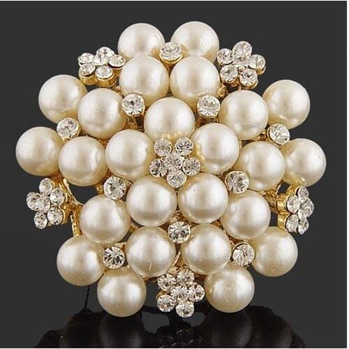 50pcs gold and 50pcs silver pearl brooch wholesale