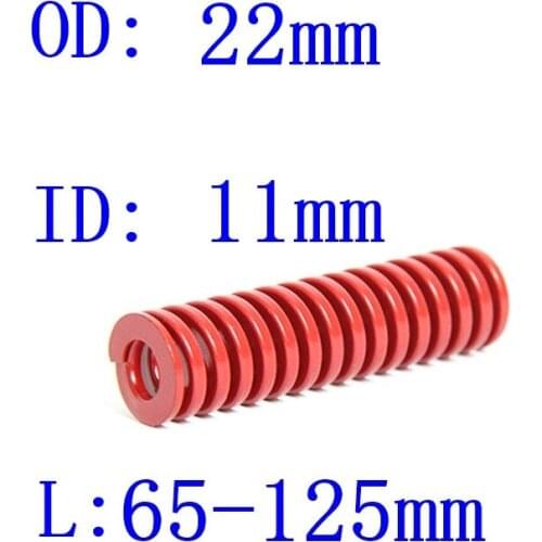 1Pcs Red Medium Load Compression Spring Loading Die Mold Spring Outer Diameter 22mm Inner Diameter 11mm Length 65-125mm