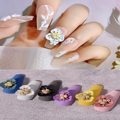 10pcsThree Petals Flowers Resin-Shell Pearl Flowers for Jewelry Making DIY Nail Rhinestones Nail Pearls Charms #7 colors