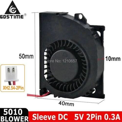 100PCS Gdstime DC 5V 5010 50X40X10mm Cooler Extruder for 3D Printer Parts 50mm Blower Radial Cooling Fan