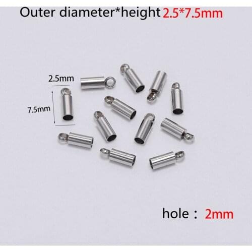 10pcs100% Batch Stainless Steel End Tip Cap Suitable 2-10mm Tassel Leather Wire End Crimp Cap, Used To Make Jewelry Bracelet