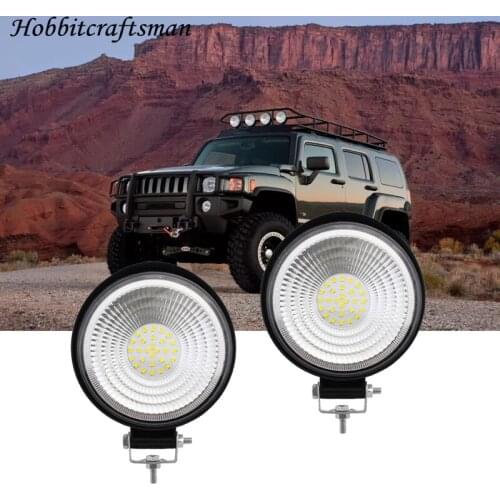 2PCS/1PC 12-24V Waterproof Round Angel Eyes LED light Portable Spotlights Motorcycle Offroad Truck Driving Floodlight Work Light