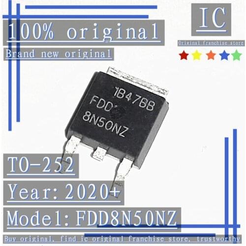 2020+ 100% Brand new original 10PCS FDD8N50NZ TO-252 N-channel 8A 500V MOS field effect transistor
