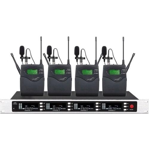 4 Wireless Microphone System For Church True Diversity Professional Stage Performance Lavalier Wireless System UHF Mikrofon Mic