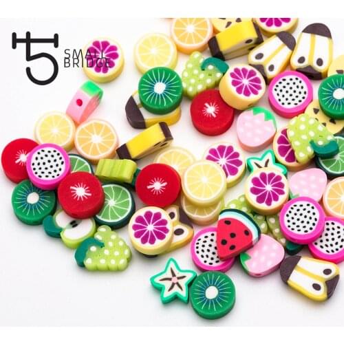 50PCS/Lot Fruit Polymer Clay Beads Children DIY Accessories Jewelry Making Mixed Color Loose Spacer Beads C303