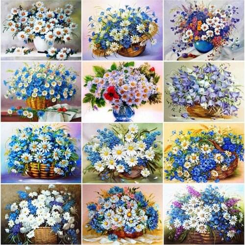 5D Diy Diamond Painting Daisy Flowers Full Drill Round Square Diamond Embroidery Cross Stitch Mosaic Home Decor Gift