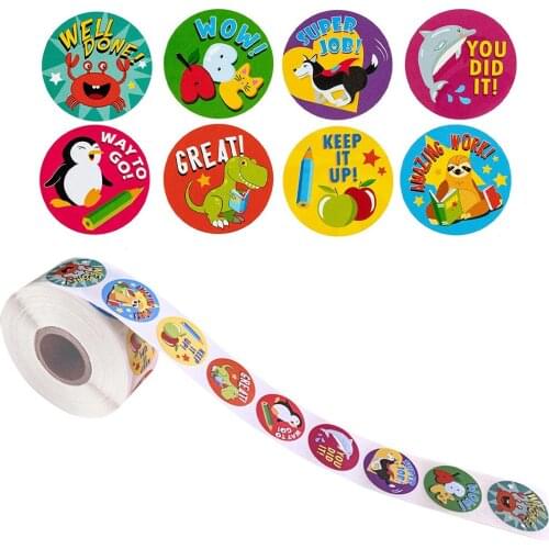 8 styles animals Round Stickers 50-500 pcs cute stickers for seal labels Adhesive sticker scrapboking children DIY decorate