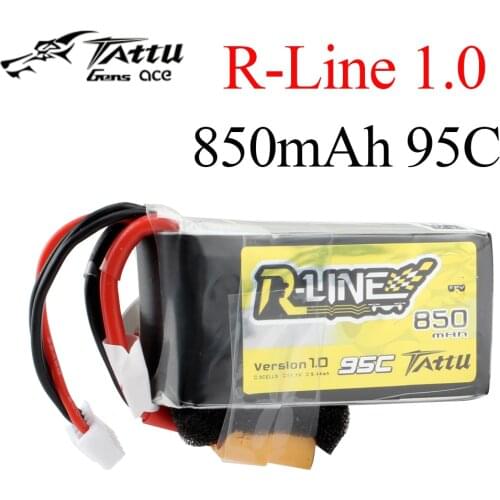 Tattu R-Line 1.0 LiPo 850mah 11.1V 14.8V 95C 3S 4S1P Lipo Battery Pack With XT60 Plug for RC FPV Racing Drone Quadcopter