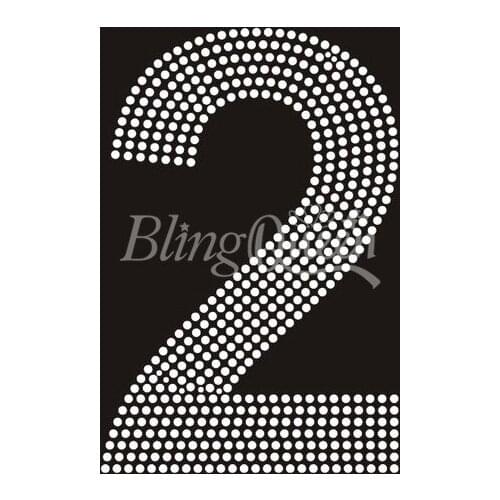 BlingQueen 25PCS/LOT Korean Rhinestone Motifs Number Design