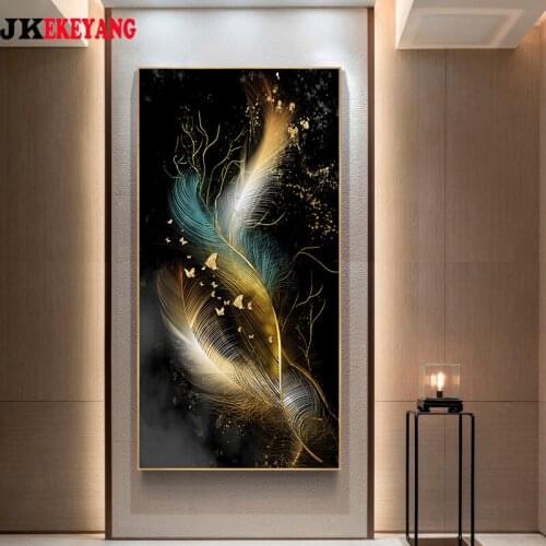 Large 5D Diy diamond painting Beautiful feathers Diamond Mosaic Rhinestone Embroidery cross stitch Y4253