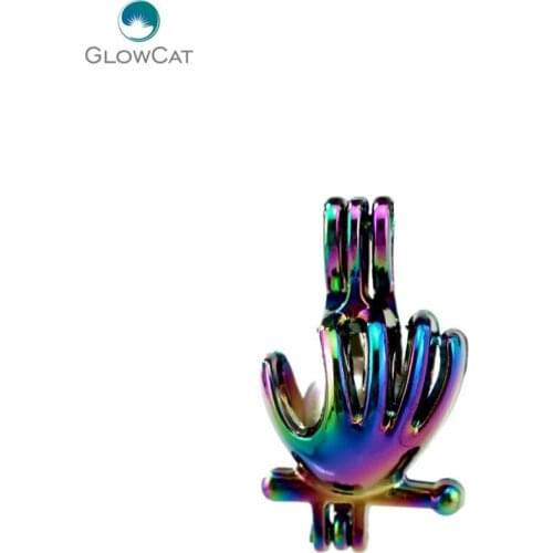 C485 5pcs/lot COLORS Multicolor 25mm Human Palm Beads Stone Cage Pendant Locket Fairytale Party Essential Oil Diffuser