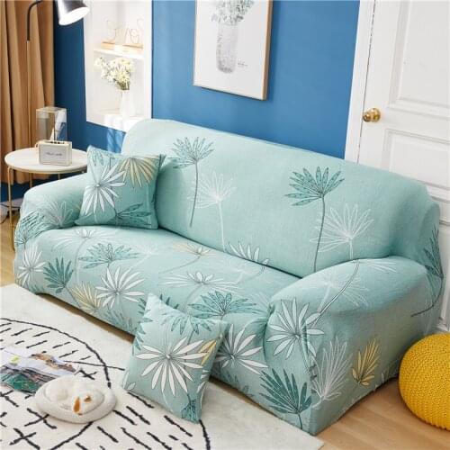 Tropical Leaves Plants Sofa Cover For Living Room Funda Sofa All-inclusive Polyester Modern Elastic Corner Couch Slipcover 45002