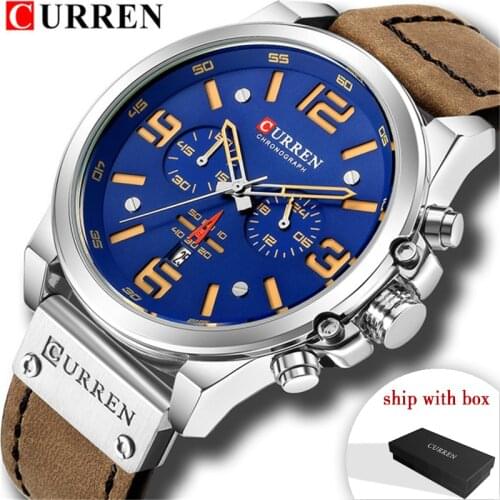 CURREN 8314 Watches Men Relogio Masculino Luxury Leather Strap Wristwatch Quartz Men Watch Casual Sport Male Clock Ship With Box