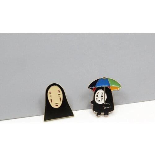 Anime Spirited Away Faceless Man Holding Umbrella Japanese Style Cartoon Cute Badge Clothing Decorative Brooch Souvenirs