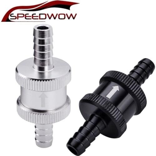 SPEEDWOW Engine Parts 5/16" 8mm Petrol Diesel Oil Aluminum Alloy Fuel Non-Return One Way Check Valve Black Silver