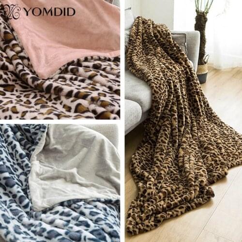 Double Layer Blanket Leopard Pattern Blankets Spring Autumn for Home Sofa Decorative Bed Cover Bedspread Travel Leisure Covering