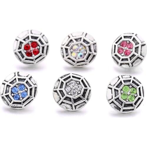 Halloween Rhinestone Mini Buttons Charms 12mm Metal Snap Button for snap jewelry XH6028