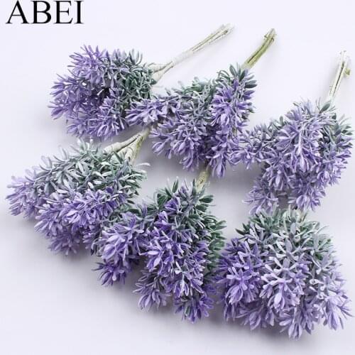 12pieces/lot Artificial Lavender flower Bouquet Plastic flowers for wedding Party Decoration DIY wreath Scrapbook Material