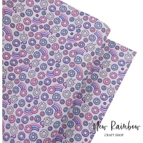 New Rainbow 30x138cm/Roll Lovely Unicorn Donut Artisan Faux Leatheretter For Baby Bows,Shoes, Accessories, Earrings, DIY Crafts