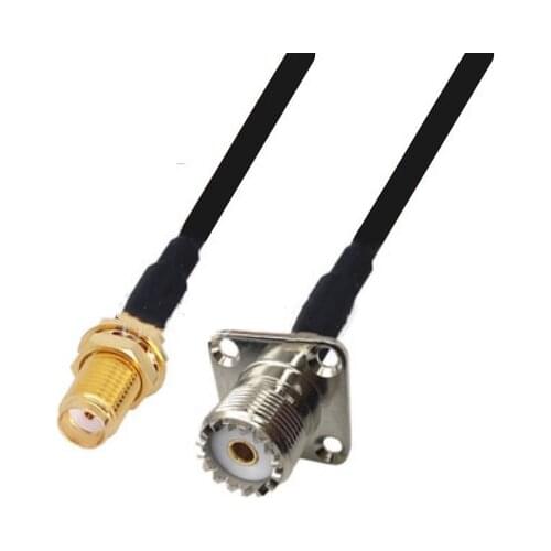 RG174 Cable SMA Female To UHF SO239 Female 4 Hole Flange Panel Mount RF Coaxial Cable