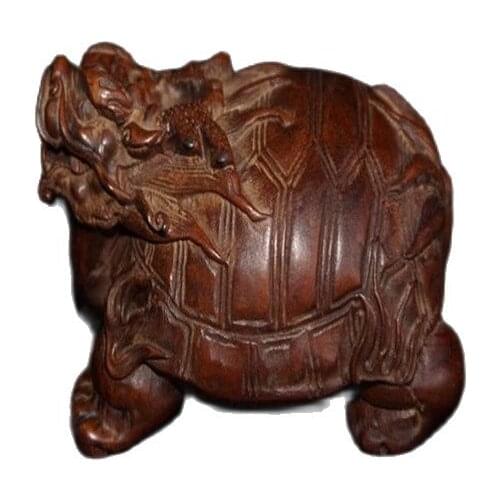 Chinese pure hand-made dragon turtle (boxwood carving) decorations