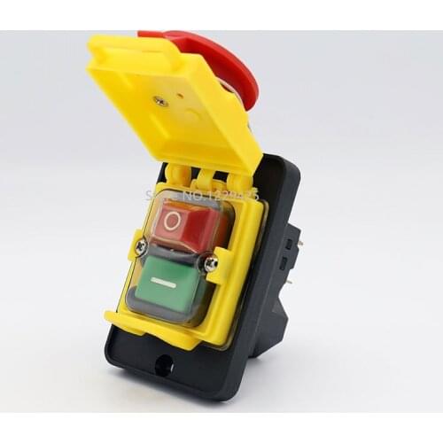 KJD18 7Pins 15A 400V Waterproof Electromagnetic Emergency Push Button Switch For Garden Machine Tools