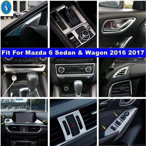 Dashboard Air AC / Window Lift Button / Handle Bowl / Gear Box Cover Trim Fit For Mazda 6 2016 2017 Matte Interior Refit Kit