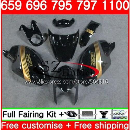 Body For DUCATI 659 696 795 796 797 09 10 11 Gold black 98SH3 696S 795S 796S 821 1100 1100S M1000 1200 2009 2010 2011 Fairing