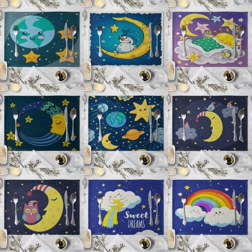 Cloud Moon Pattern Table Mat Kitchen Decoration Fashion Cartoon Stars Placemat Dining Accessories Table Napkin