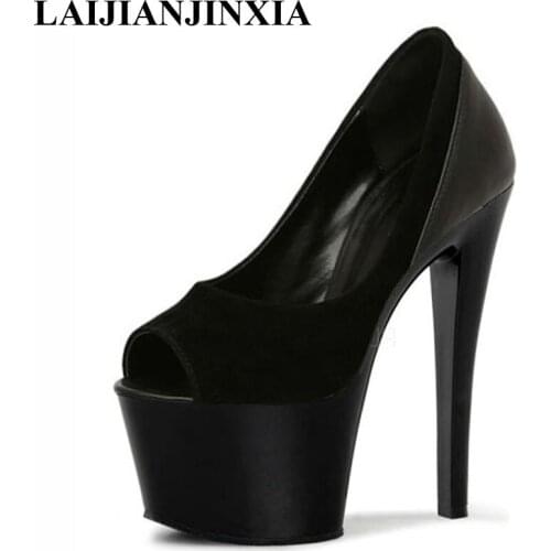 LAIJIANJINXIA New Fashion Platform Women Pumps 17cm Ultra High Heels Wedding Shoes Womens Peep Toe Shallow Sexy Party Shoes