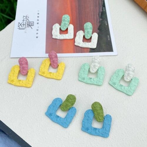 Hot Selling New Fashion Colorful Sweet Cute Flowers Geometric Stud Earrings Jewelry for Women