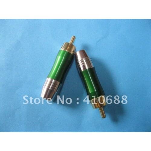 Copper RCA Plug Gold Plated Green Color Audio Video Adapter Connector 5 Pcs per lot Hot Sale High Quality