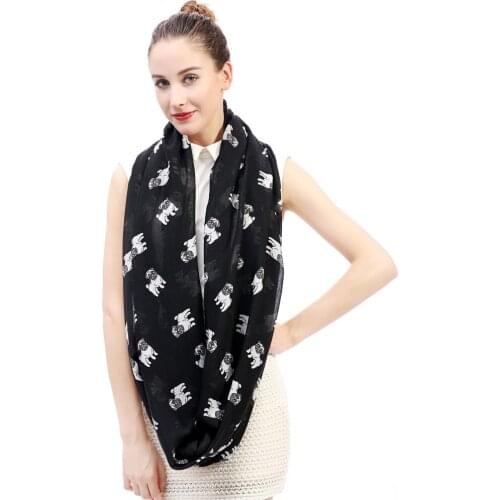Cute Pug Dog Puppy Print Womens Infinity Circle Scarf Soft Lightweight