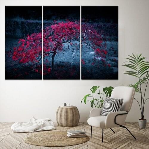 Modular Canvas HD Prints Posters Home Decor Wall Art Pictures 5 Pieces Red maple Tree Art Scenery Landscape Paintings Framework