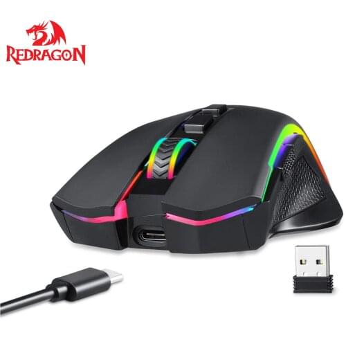 Redragon M602KS Wireless Gaming Mouse RGB Backlit MMO 7 Programmable Buttons Mouse Macro Recording For Laptop PC Gamer