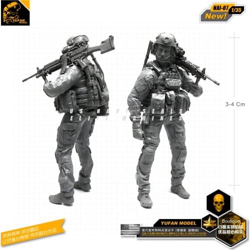 Yufan Model 1/35 Modern American Commando Gunner A Resin Soldier Model Figure Kits Unmounted Nai-07