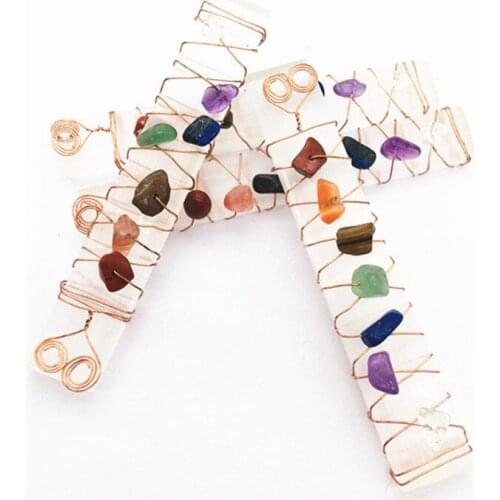 Natural Crystal Crafts Healing Stones Selenite 7 Chakra For Home Decoration